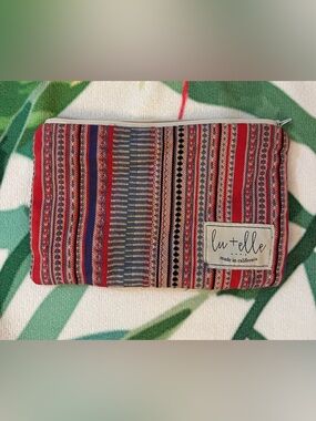 lu+Elle Striped Woven Pouch in Red, Blue, Cream